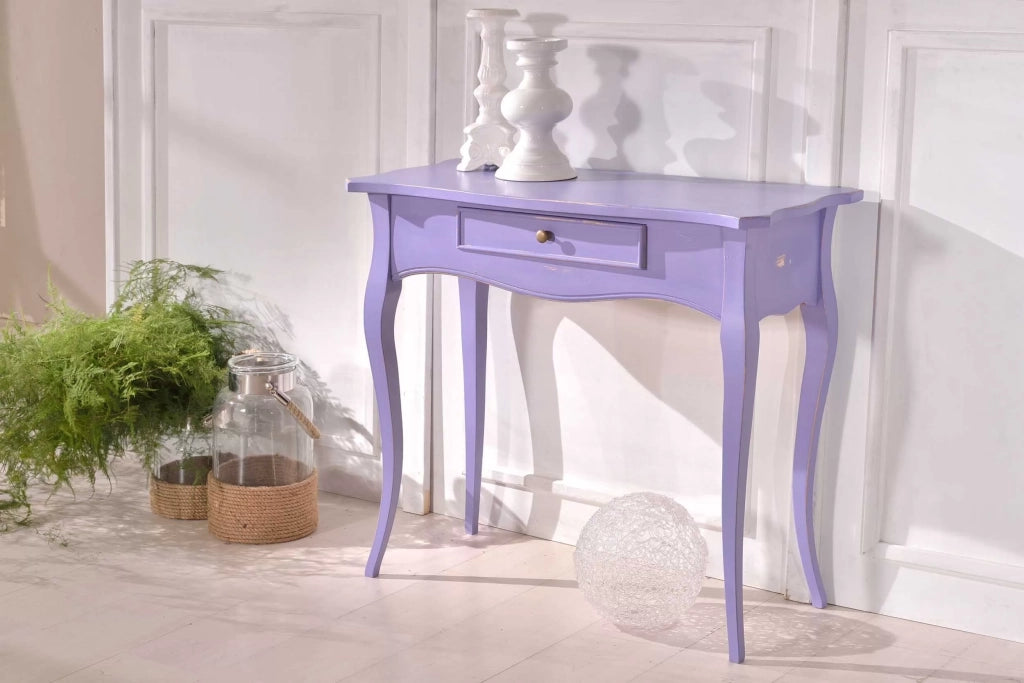 Consolle shabby legno consumata lavanda 87x38x77 - Mobili 2G