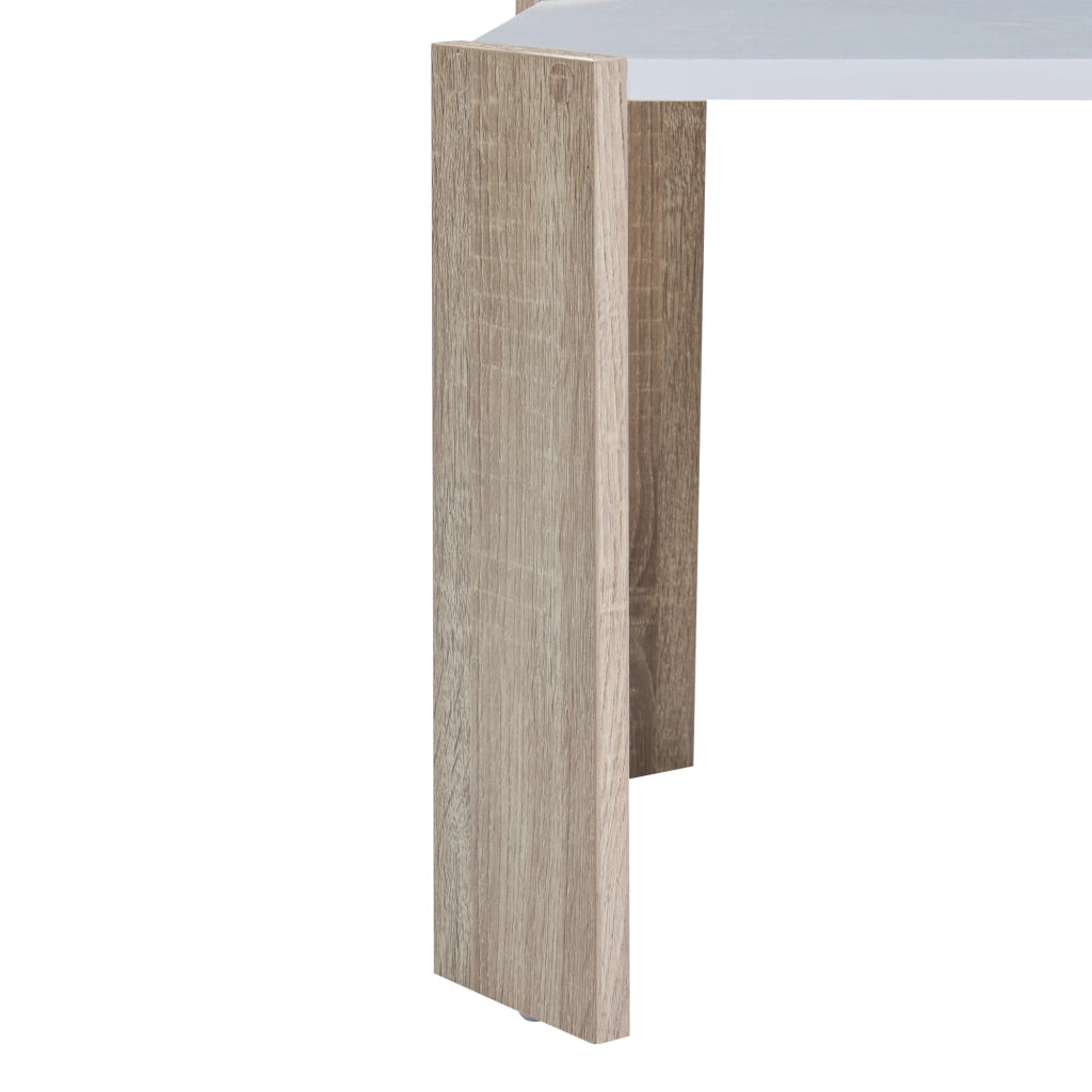 Set Rantasalmi di 3 Tavolini Bassi in Altezze Diverse - Bianco / Effetto Rovere [en.casa]