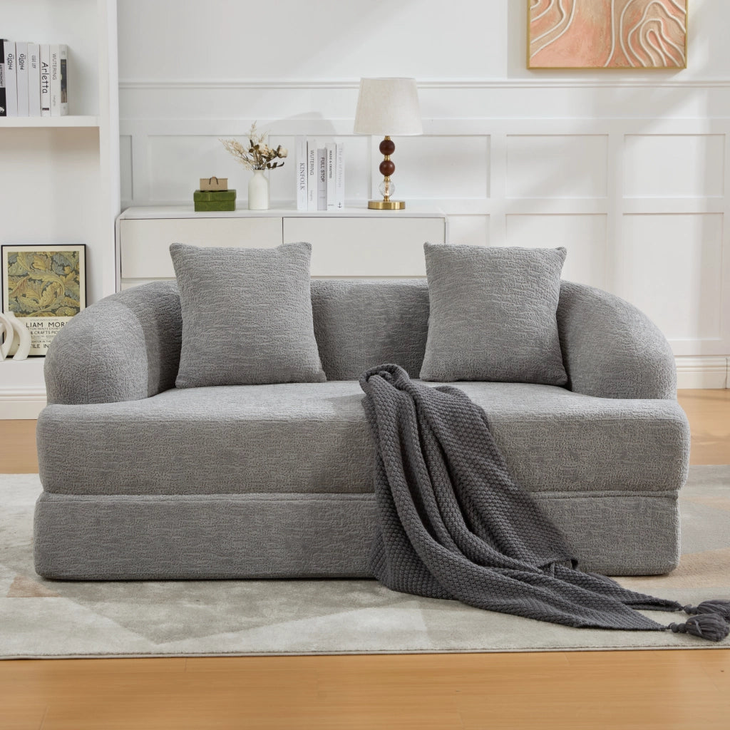 DIVANO LETTO 2 posti pieghevole 157x84x65 cm ciniglia grigio chiaro