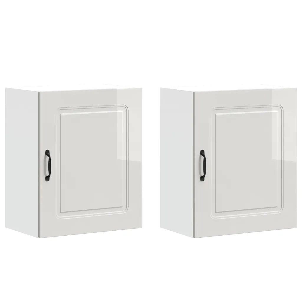 Pensili da cucina 2 pz Kalmar in Legno Multistrato Bianco Lucido 853562