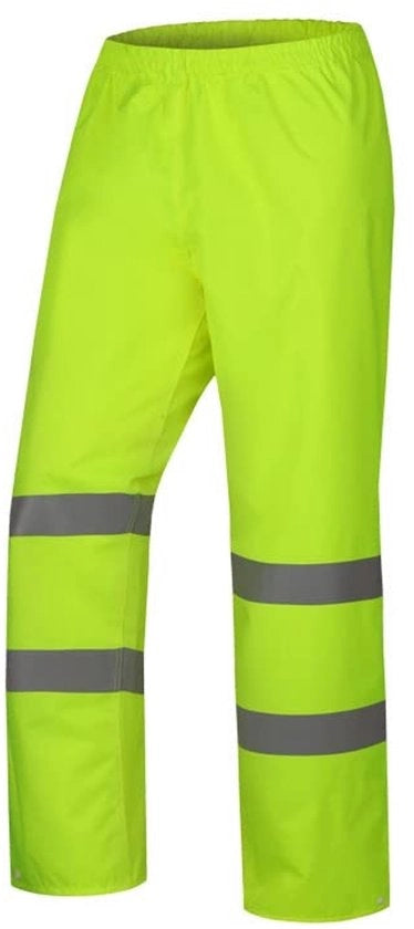 Abbigliamento di Sicurezza con Alta Visibilità - Impermeabile Pantaloni da Pioggia - Cintura Riflettente - Respirante - Cintura Elastica - Pantaloni Leggeri in Tela di Oxford