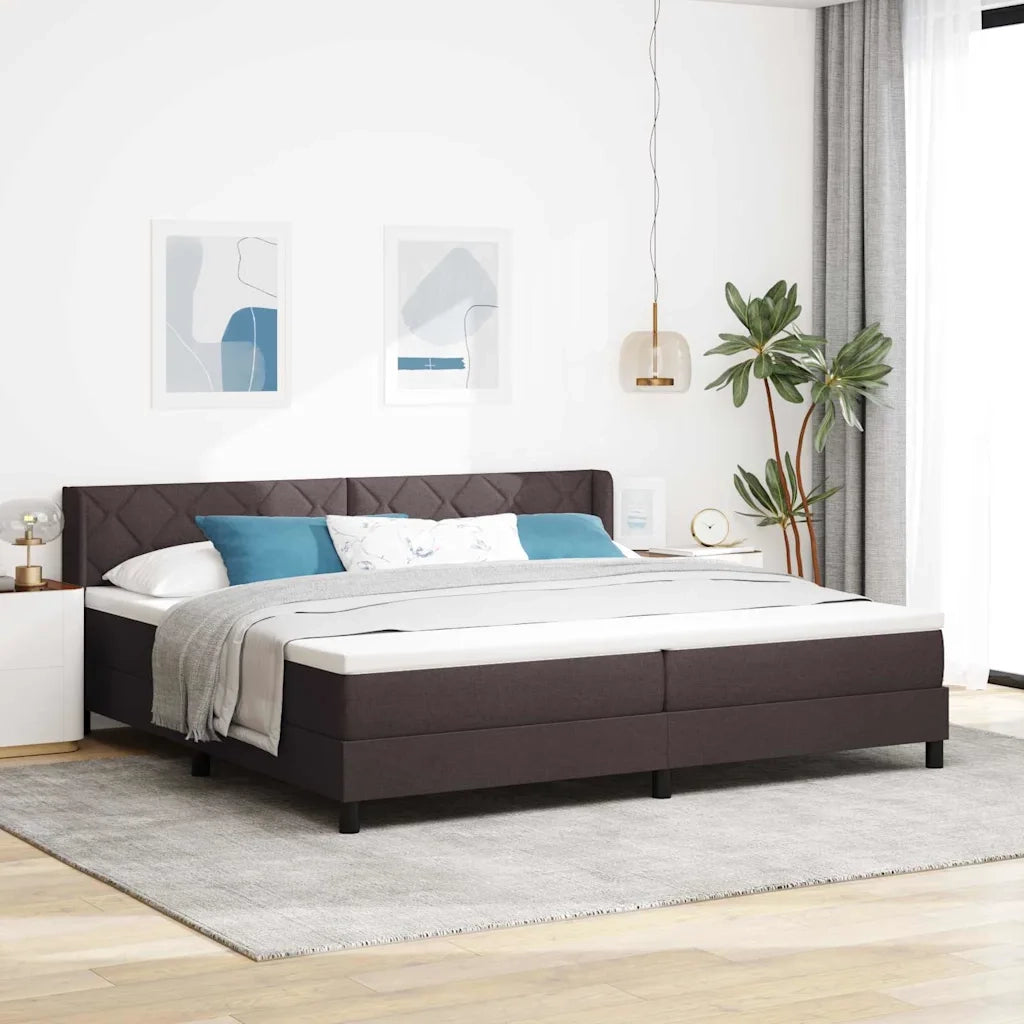 Letto a molle con testiera Marrone Scuro 200 x 200 cm Tessuto 3341191