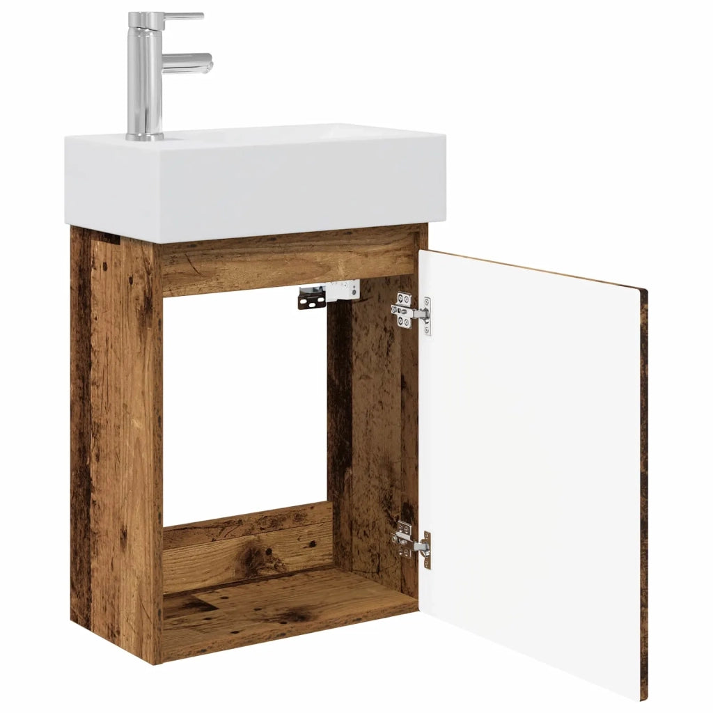 Mobile bagno con rubinetto Legno antico 45,5 x 22,5 x 84 cm