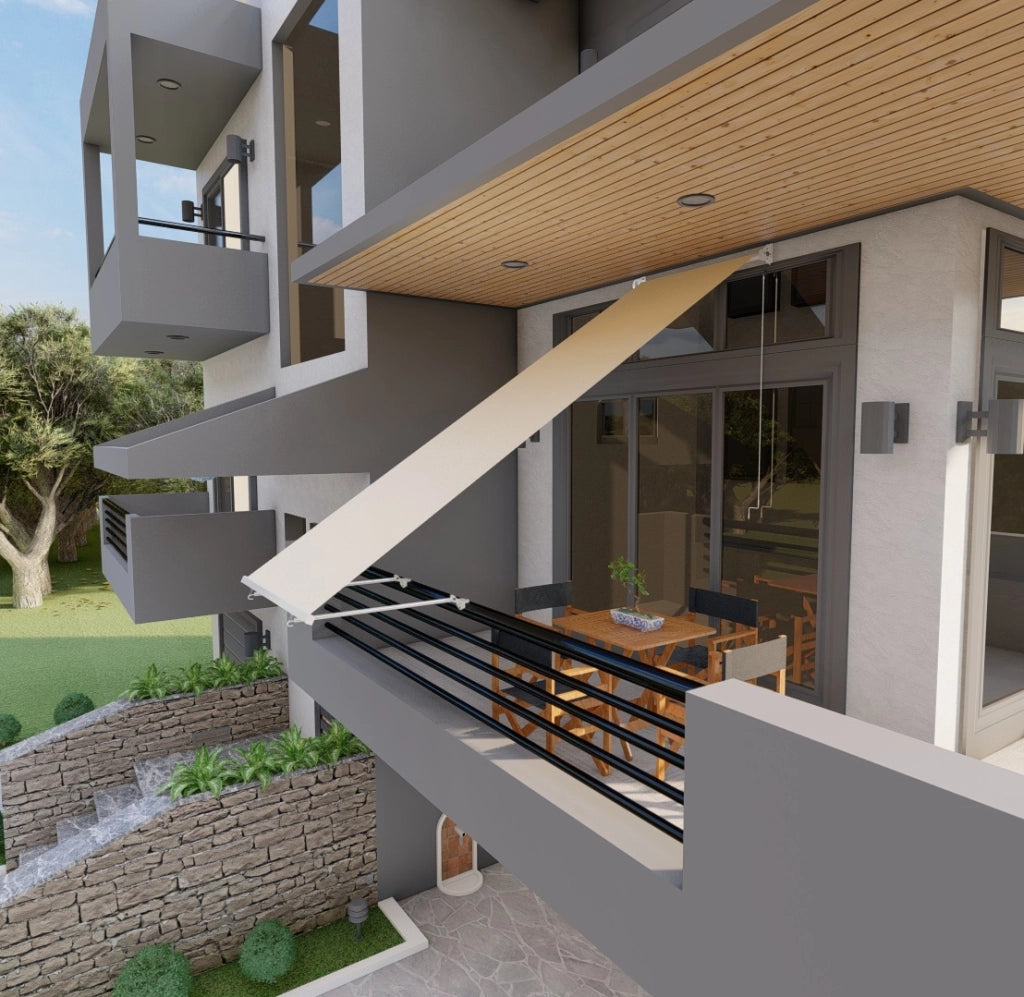 Tenda da sole a caduta con bracci per balcone terrazzo finestra 150cm Beige Golisa