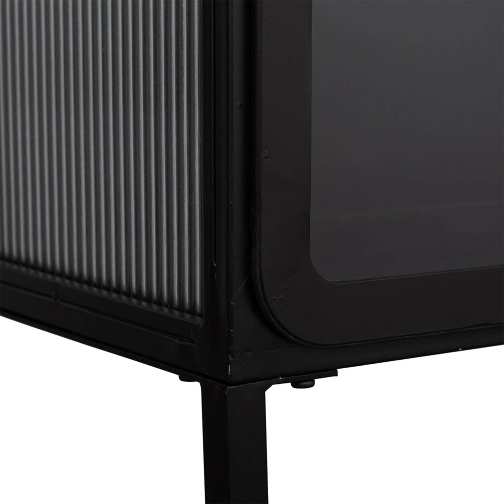 Vetrina in metallo laccato nero a 2 porte 88x44x160