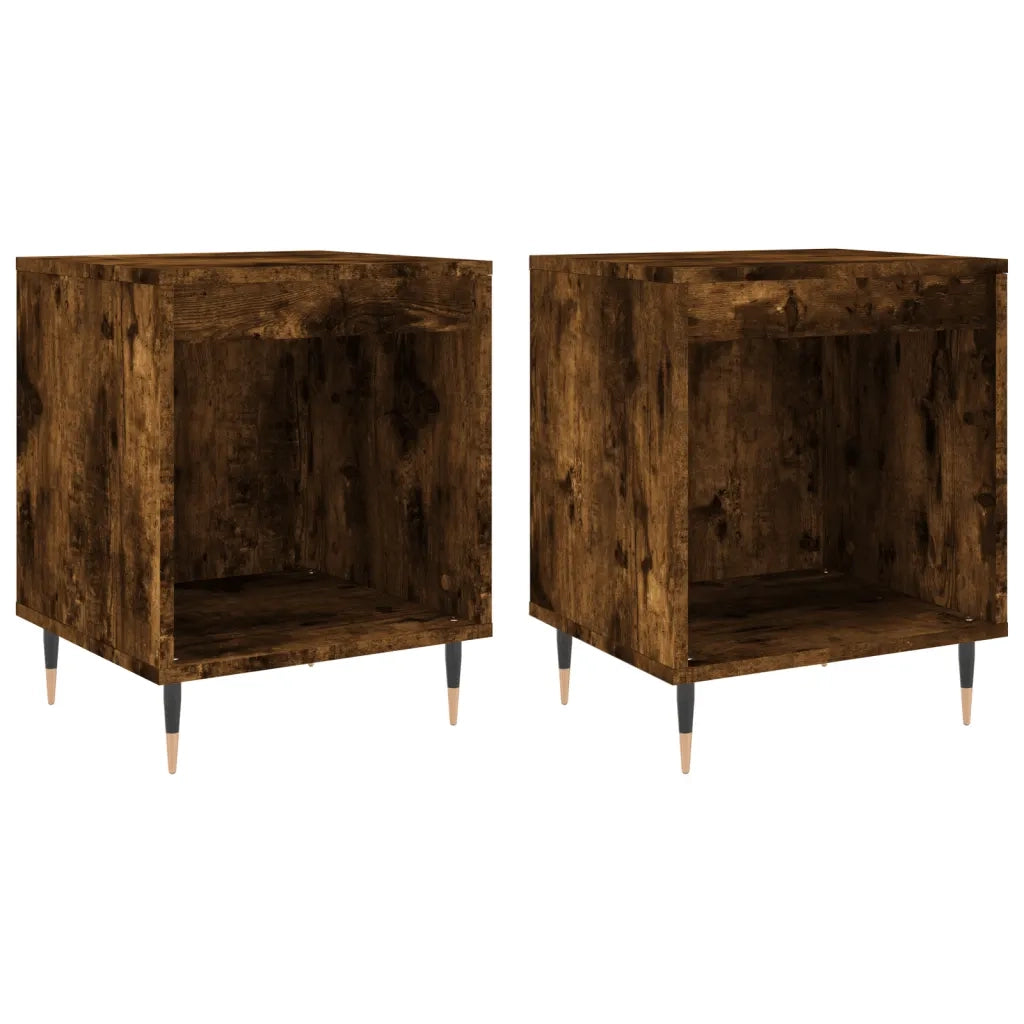 Comodini 2pz Rovere Fumo 40x35x50 cm in Legno Multistrato 830711