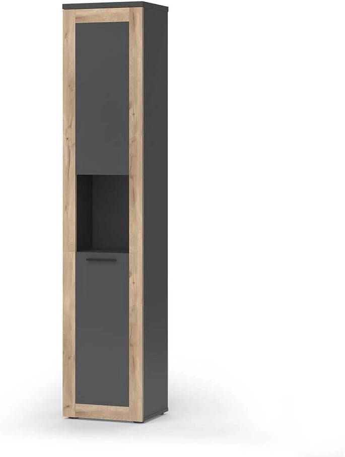 Mobiletto da bagno Niko, Antracite, 40 x 194.3 cm, adatto per la conservazione di articoli da bagno e asciugamani