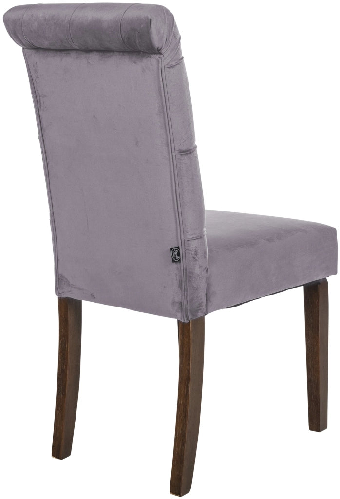 Sedia da cucina Lisburn design Chesterfield grigio scuro,Velluto