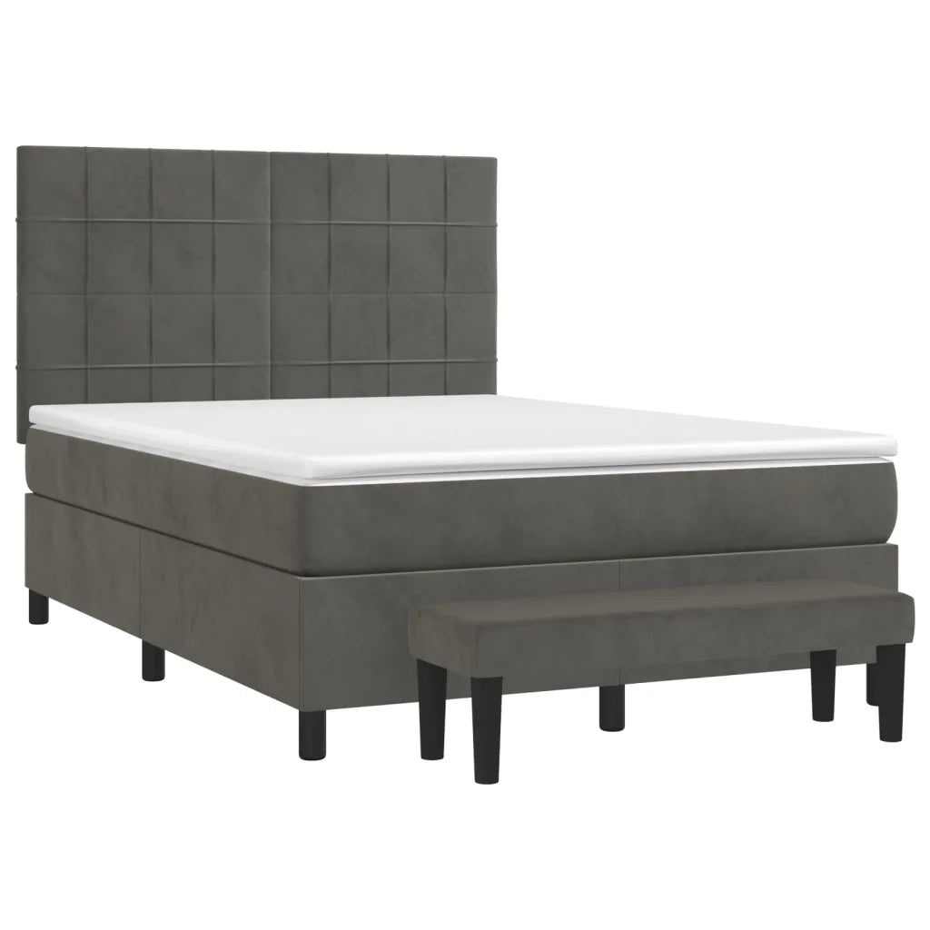 Giroletto a Molle con Materasso Grigio Scuro 140x190 cm Velluto 3137840