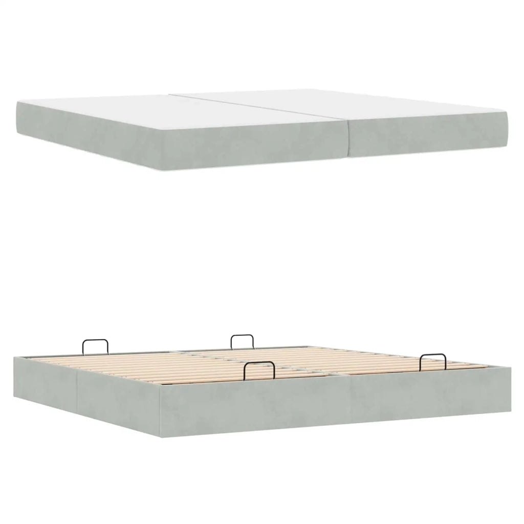 Struttura letto con materasso 2 pcs Grigio chiaro Velluto