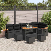 Set Divano da Giardino 10 pcs Nero polyrattan