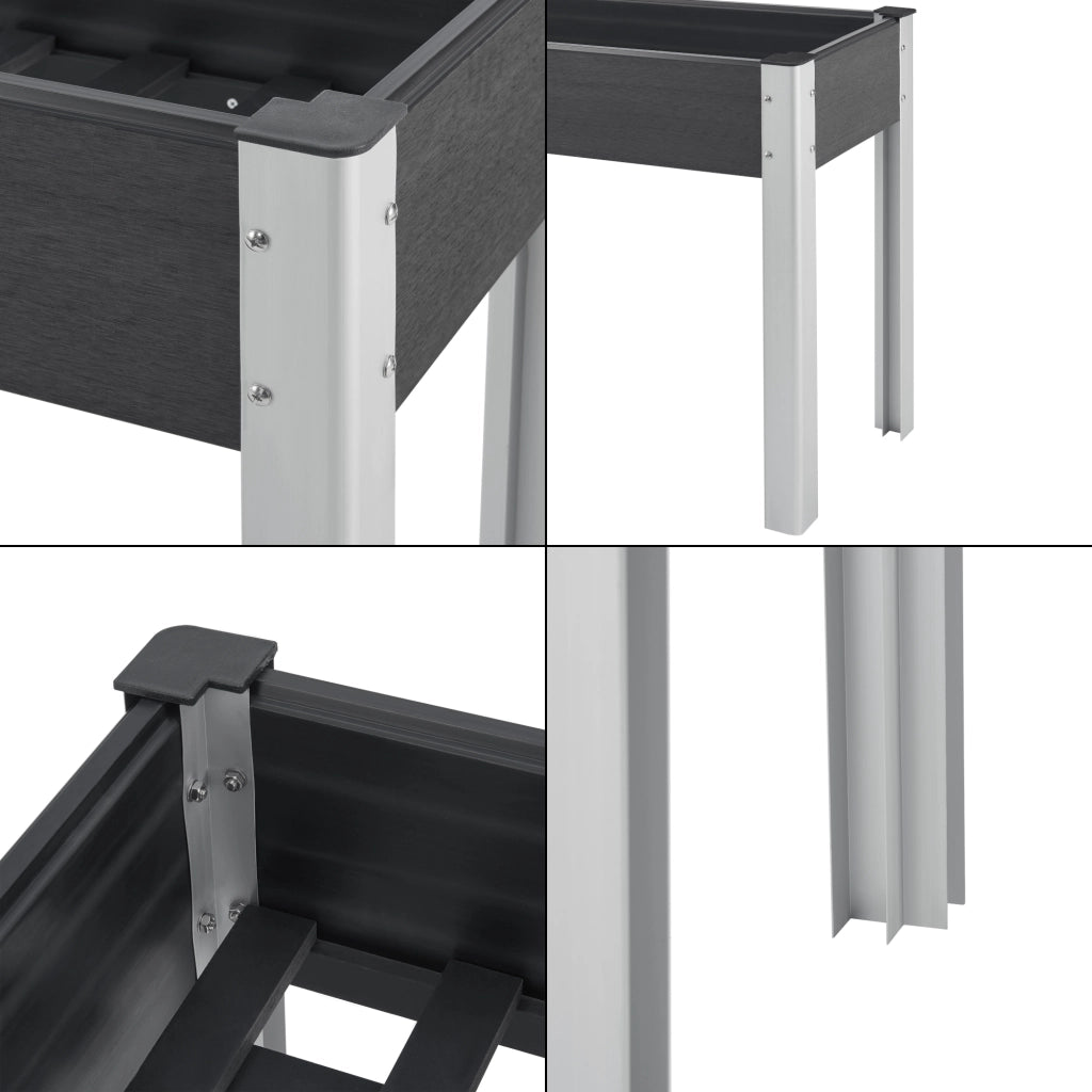 Aiuola Rialzata Beverwijk 100 x 40 x 75 cm - Grigio Scuro [en.casa]