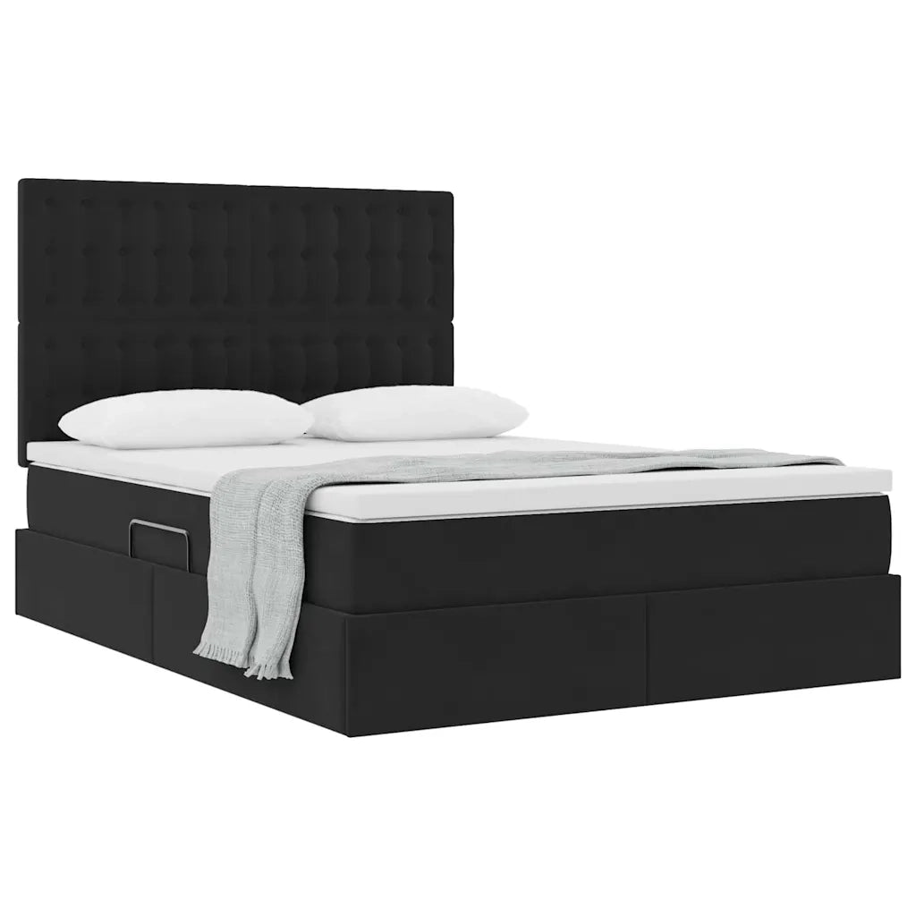 Letto con contenitore e materasso Nero 140 x 200 cm Velluto