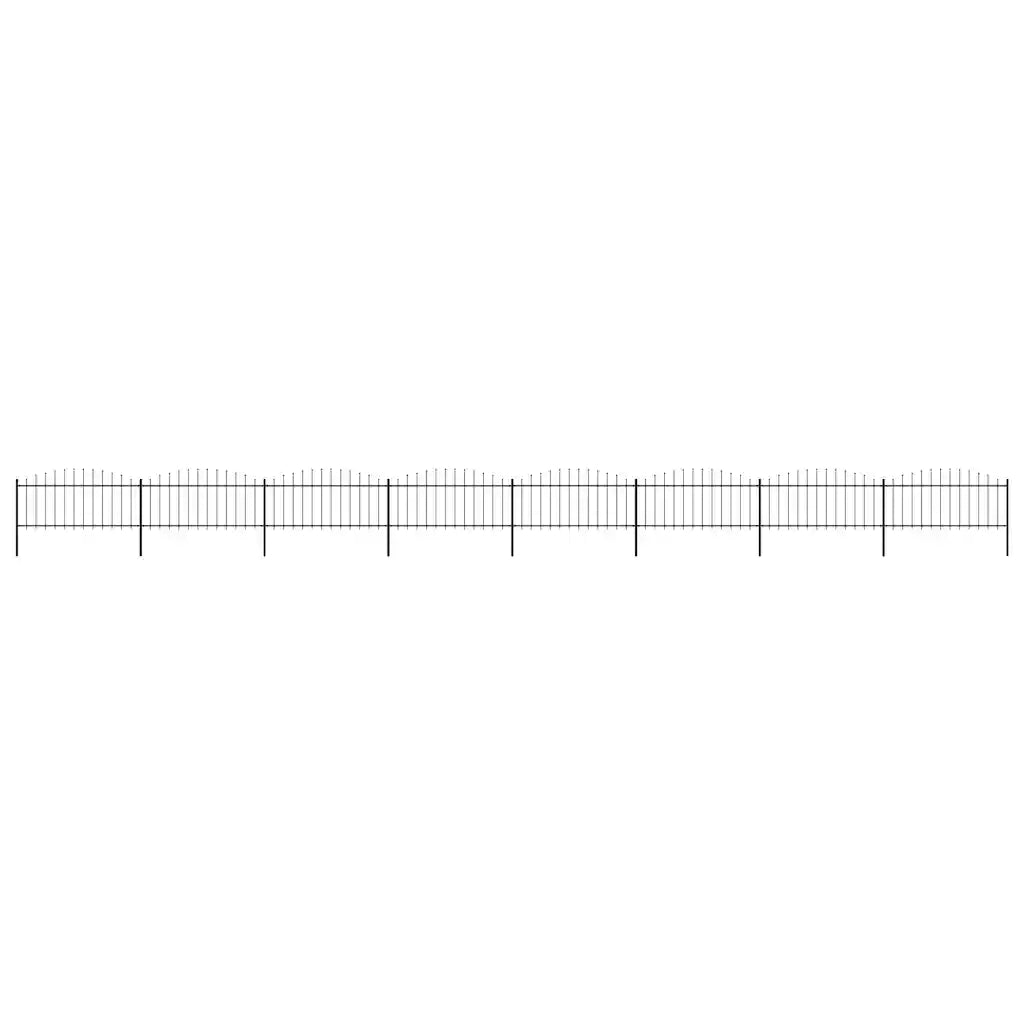 Recinzione da Giardino con Punta a Lancia in Acciaio 1339x75 cm Nera 277710