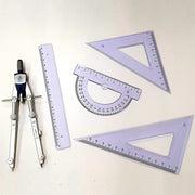 Trade Shop - Set Compasso + Strumenti Disegno F4006 Squadrette Righello Goniometro Scuola -
