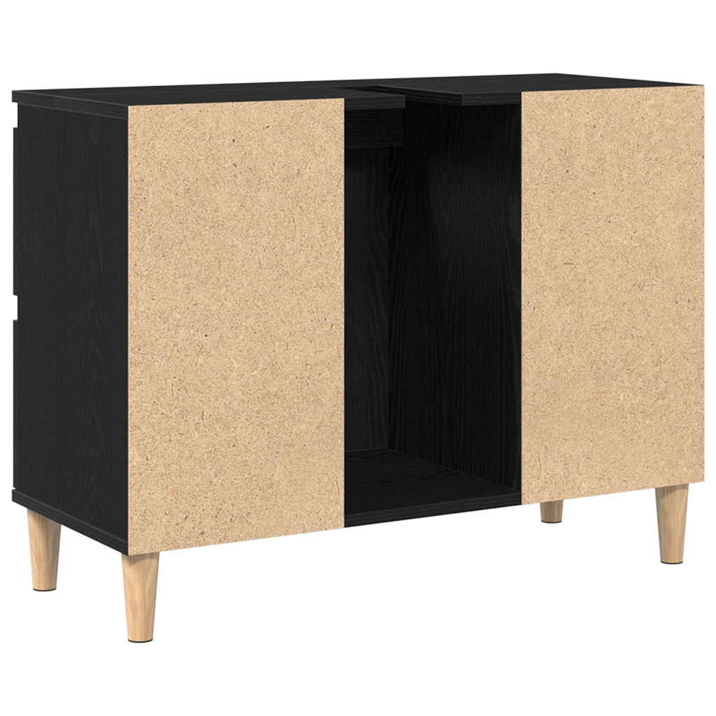 Mobiletto lavabo Rovere nero 80x33x60 cm Legno ingegnerizzato
