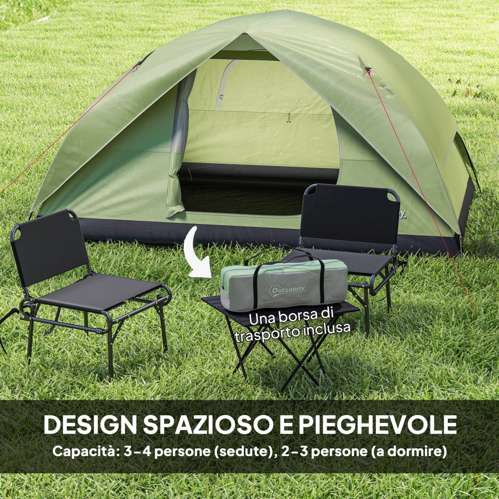 Tenda da Campeggio 3 Persone Impermeabile ¨C zephmum ¨C Verde con Tasche e Borsa