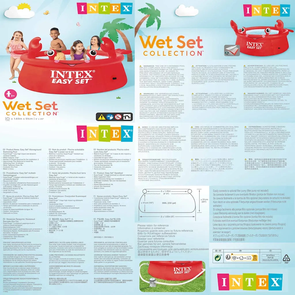 INTEX Piscina Gonfiabile Granchio Felice Easy Set 183x51 cm 92512