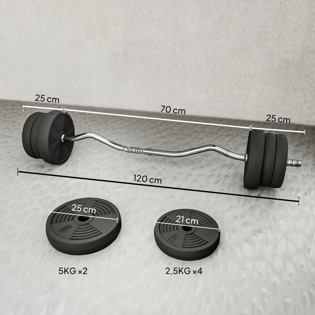 Set manubri 25 kg ¨C zephmum ¨C nero, barra lunga 120 cm
