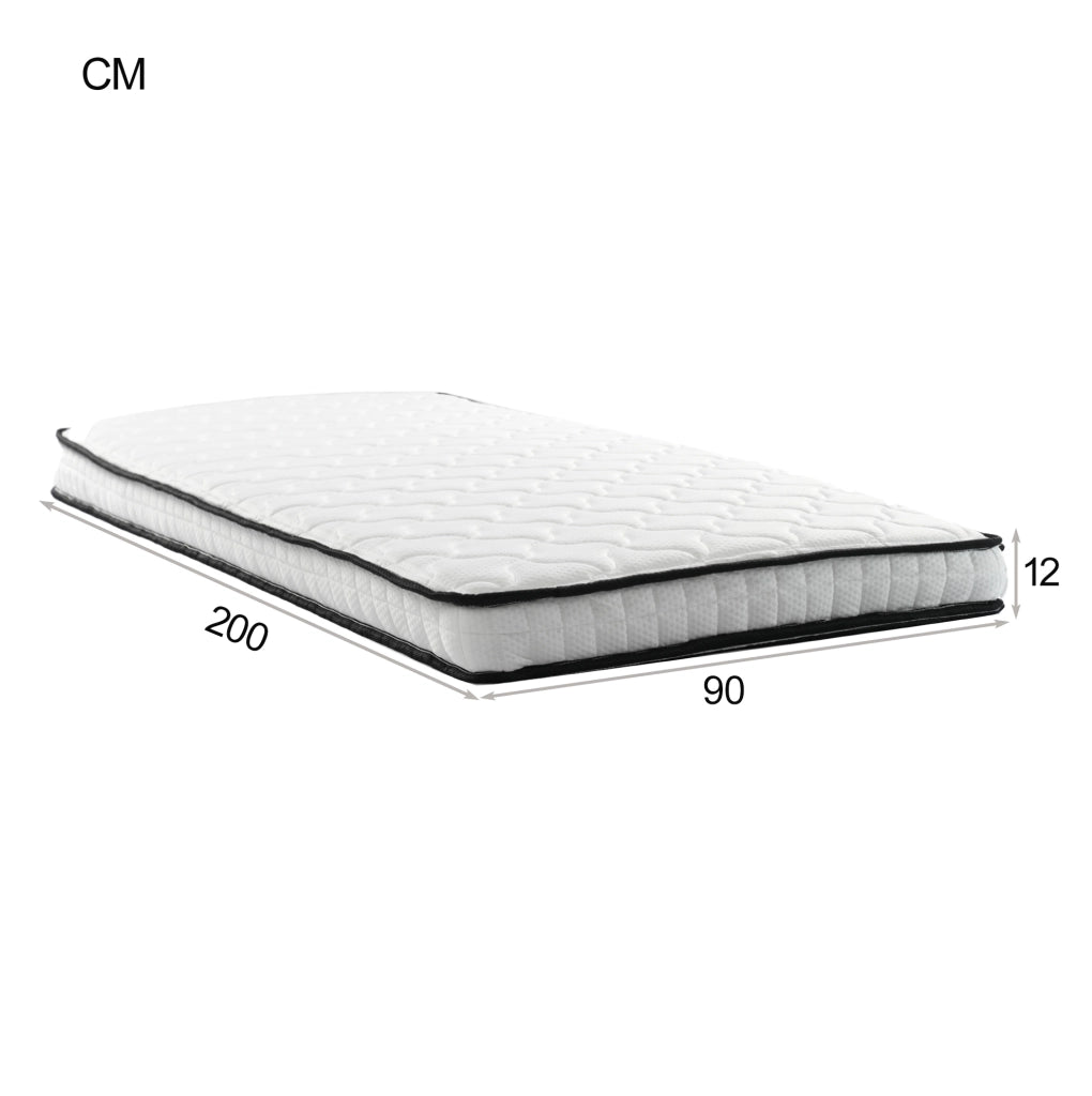 Materasso a molle 90x200 cm; altezza 12 cm; bianco