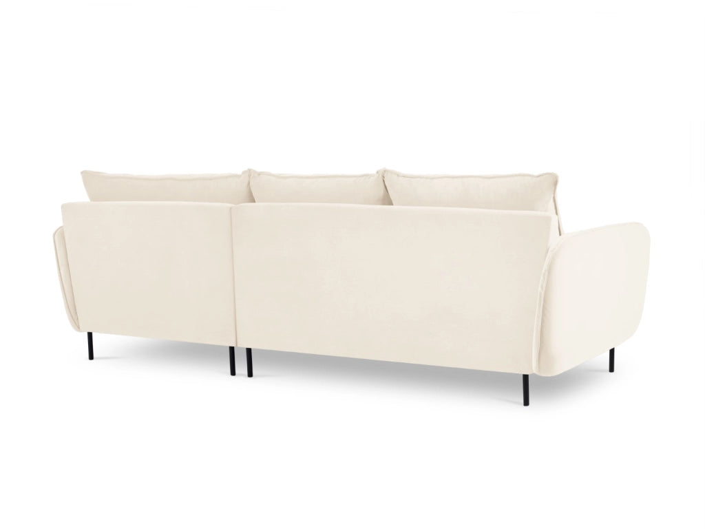 Cosmopolitan Design - Divano angolare destro "Vienna" 5 posti in velluto beige chiaro 