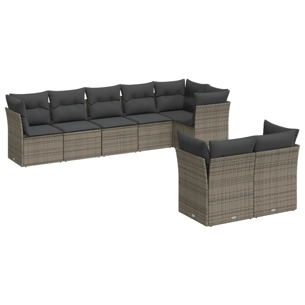 Set Divano da Giardino 8 pz con Cuscini Grigio in Polyrattancod mxl 87248
