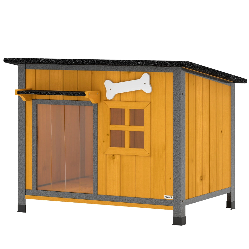 Cuccia per Cani da Esterno in Legno e Acciaio ¨C Zephmum ¨C Giallo