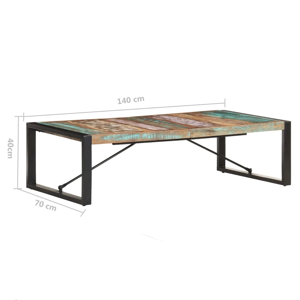 Tavolino da Salotto 140x70x40 cm in Legno Massello di Recupero cod mxl 57231