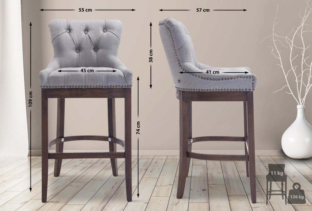 Sgabello Lakewood stoffa antico-scuro grigio chiaro