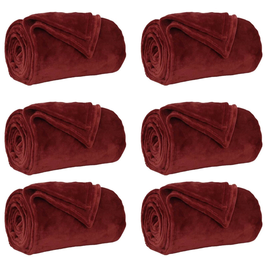 Coperte da Pile 6 pz Rosso Bordeaux 240 x 270 cm Panno