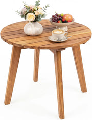Tavolino da Esterno Compatto in Legno, Tavolino da Caffè con Piano a Doghe Resistente, per Terrazza Balcone Salotto Studio, 35x35x43 cm, Portata 75 kg