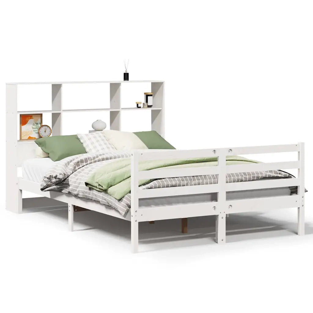 Letto Libreria senza Materasso Bianco 160x200 cm Legno di Pino 3321904
