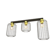 Plafoniera Minimal Industrial Njoror 3 Luci Lineari Nera E Oro