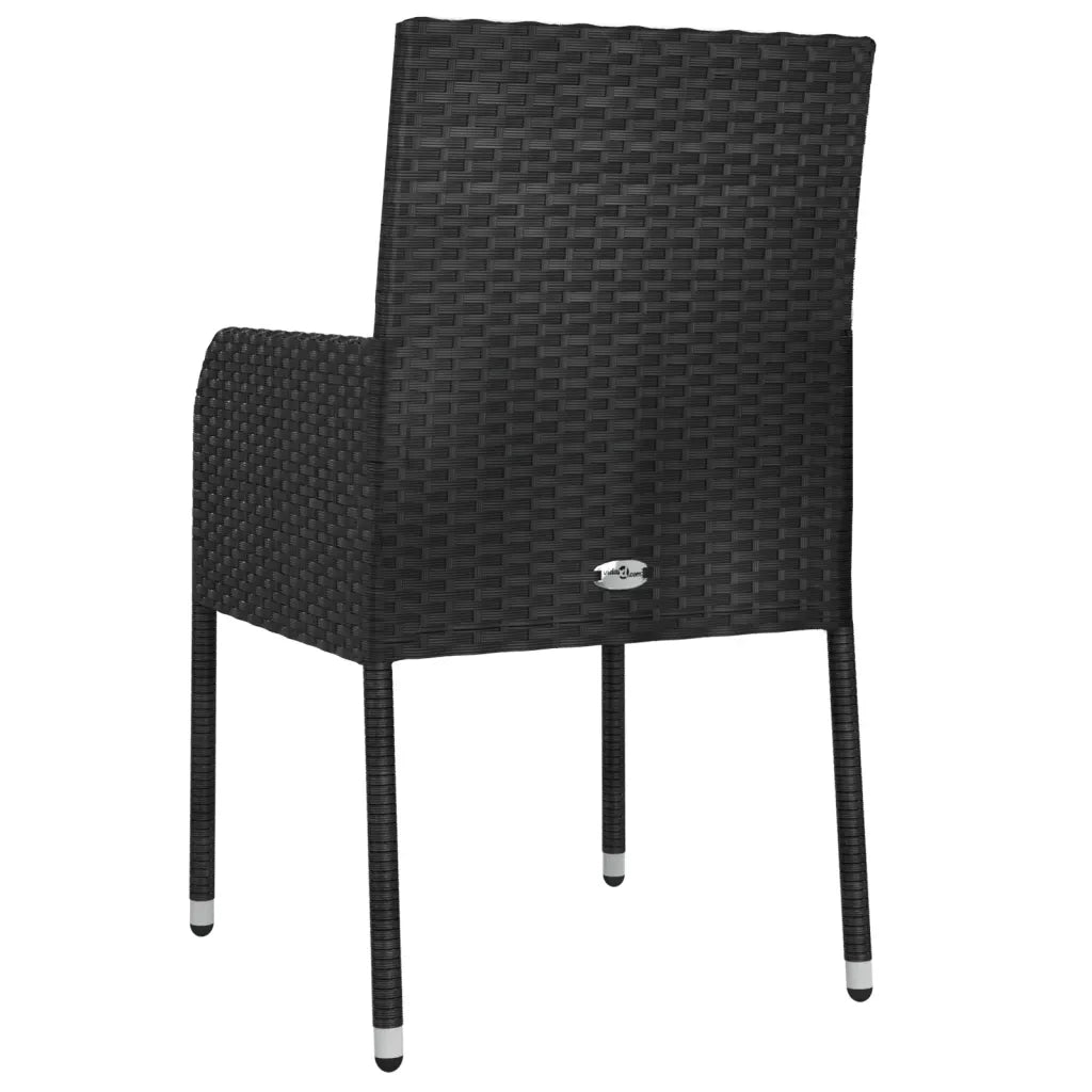 Sedie da Giardino con Cuscini 4 pz in Polyrattan Nere 319887