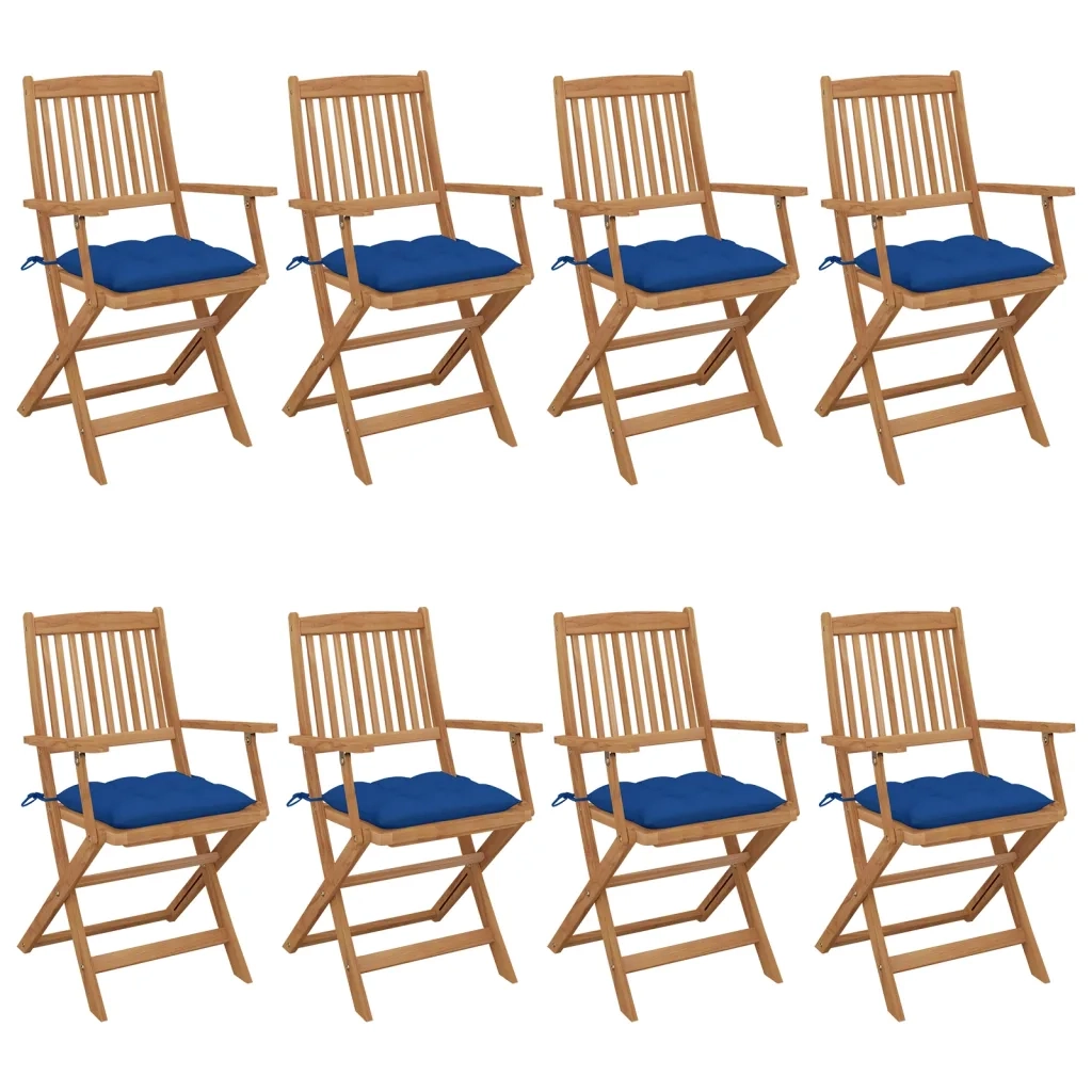Sedie da Giardino Pieghevoli 8 pz con Cuscini Massello Acacia cod mxl 8480