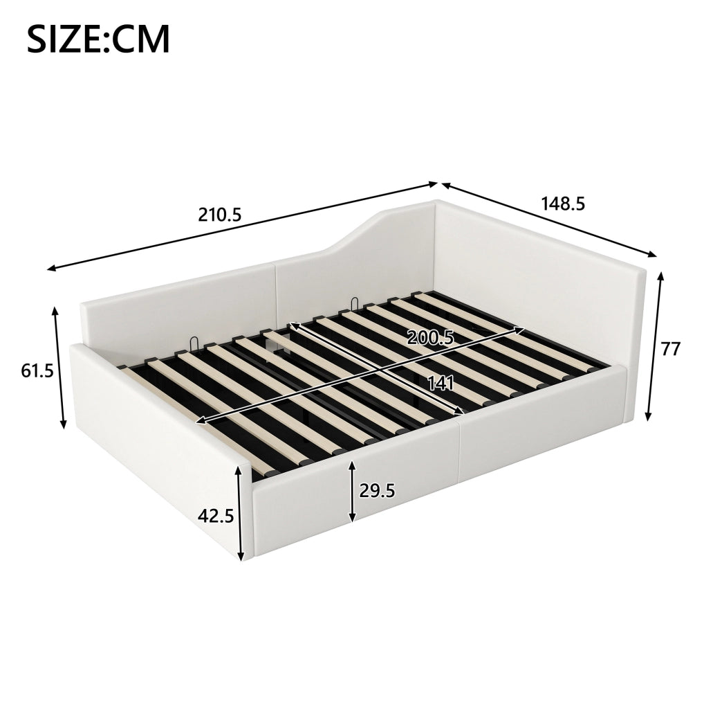 Divano letto 140x200 con contenitore; MDF e compensato; beige