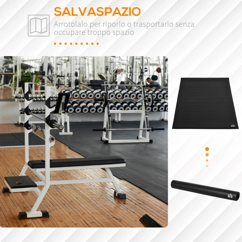 EasyComfort Tappeto Palestra Ammortizzante per Tapis Roulant e Cyclette, Tappetino Fitness in PVC Antiscivolo, 180x90cm, Nero