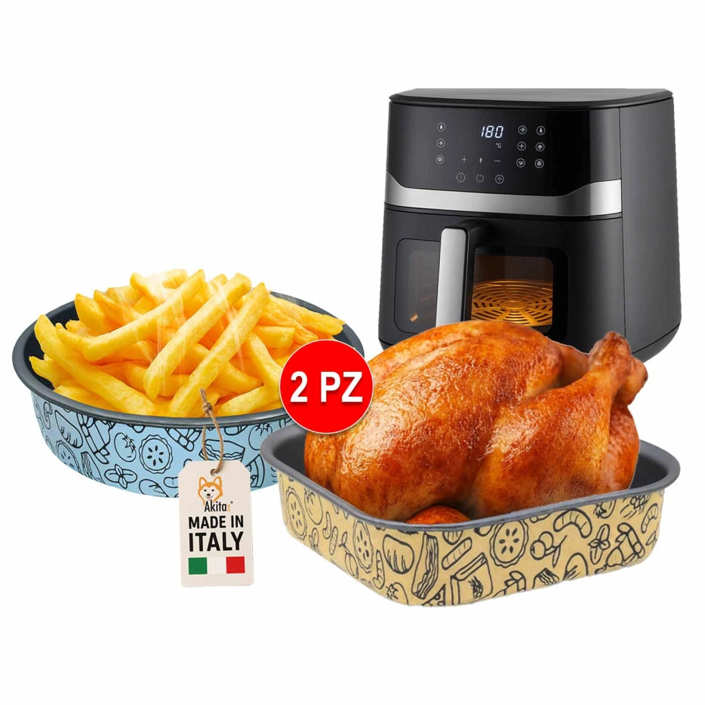 Akitaink Set Teglie Airfryer Quadrata 20 e Conica 22