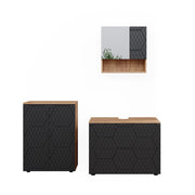 Vicco Set mobili bagno Antracite con struttura a nido d'ape 3 parti, con base 80 cm