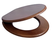 Sedile WC Universale in MDF Noce con Cerniere in Acciaio Inox e Distanza Fori Regolabile 125–170 mm