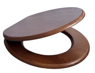 Sedile WC Universale in MDF Noce con Cerniere in Acciaio Inox e Distanza Fori Regolabile 125–170 mm