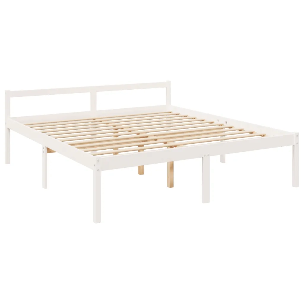 Letto per Anziani con Testiera Bianco 200x200 cm Legno Massello 3195567