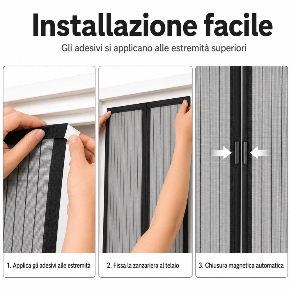 Zanzariera magnetica 100x220 cm per porta finestra con calamita, tenda anti zanzare e insetti resistente traspirante,...