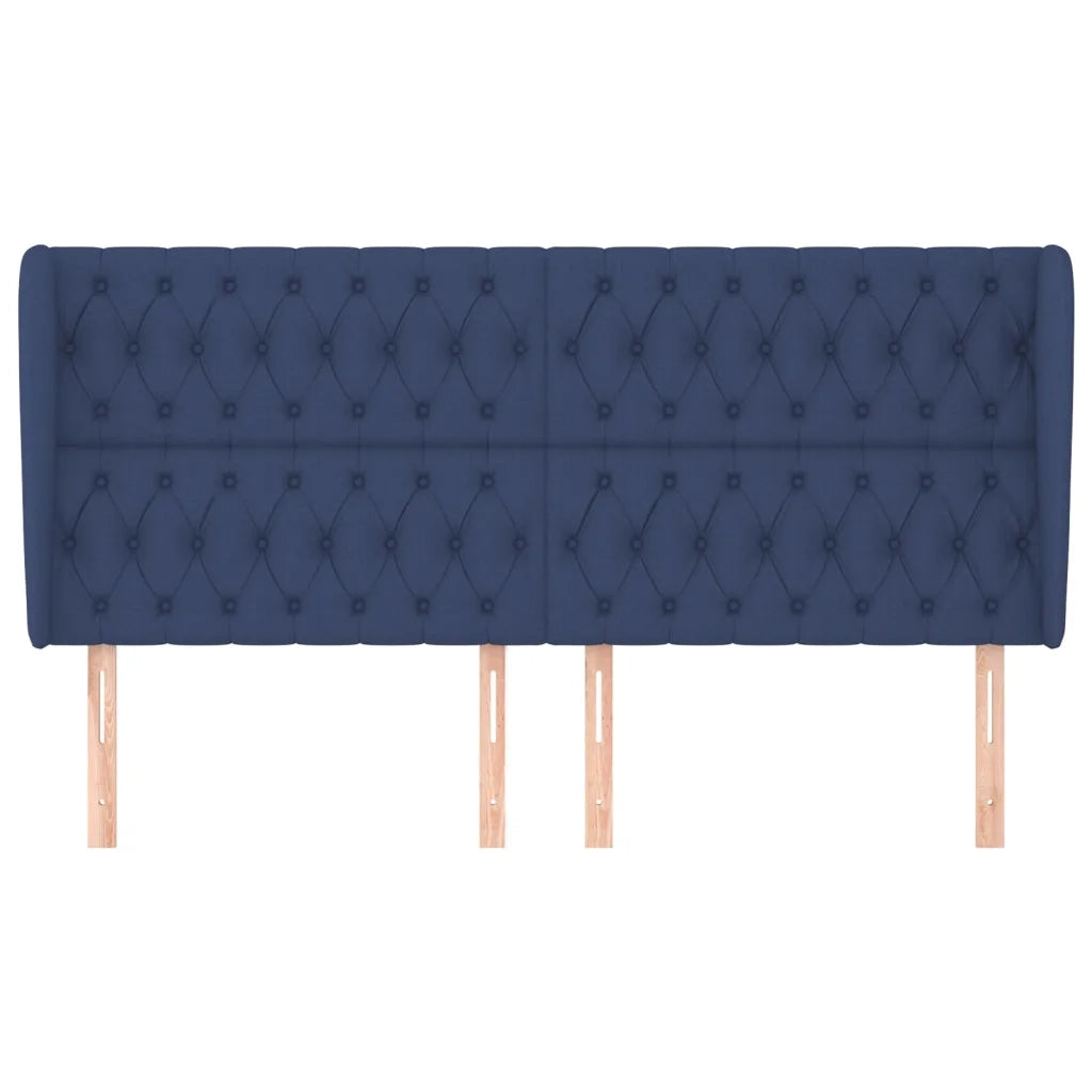 Testiera ad Orecchio-Testata con Orecchie Blu 183x23x118/128 cm in Tessuto 755477