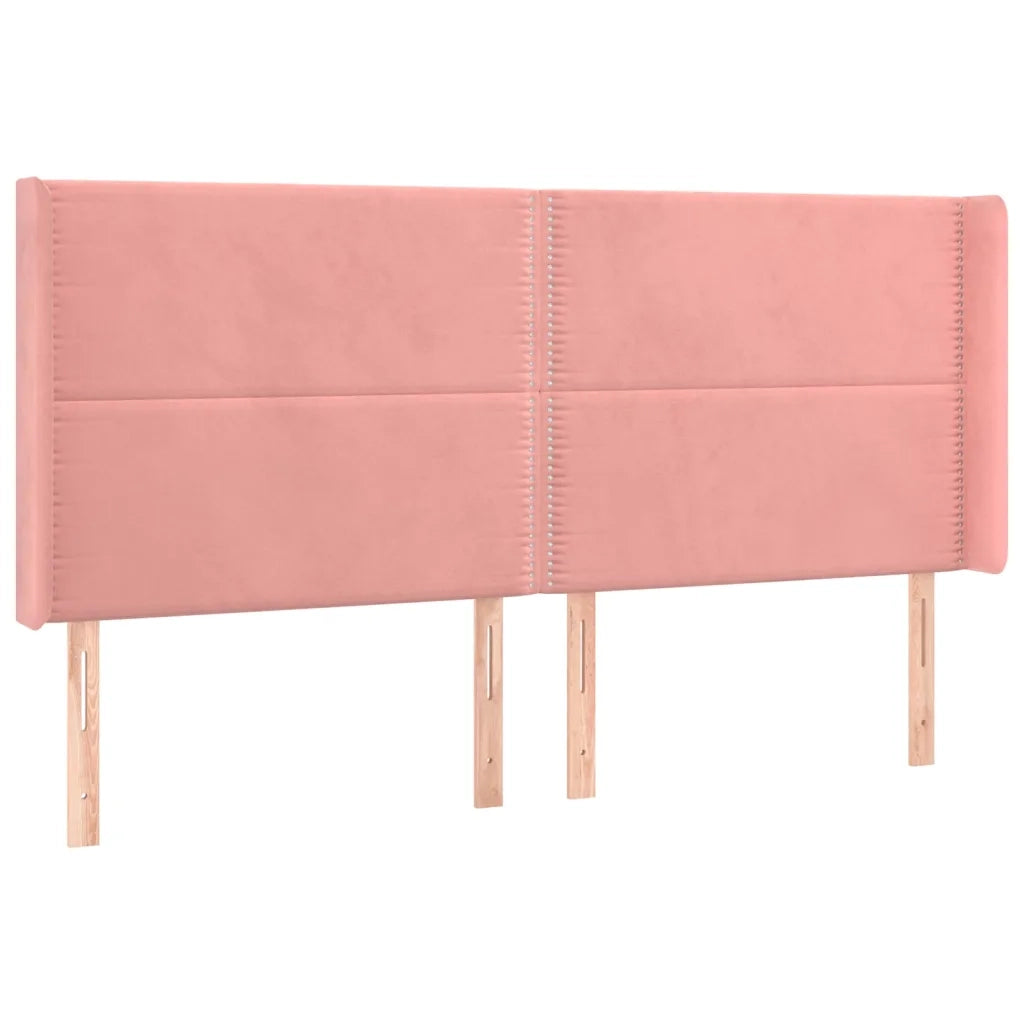 Testiera ad Orecchio Rosa 203x16x118/128 cm in Velluto