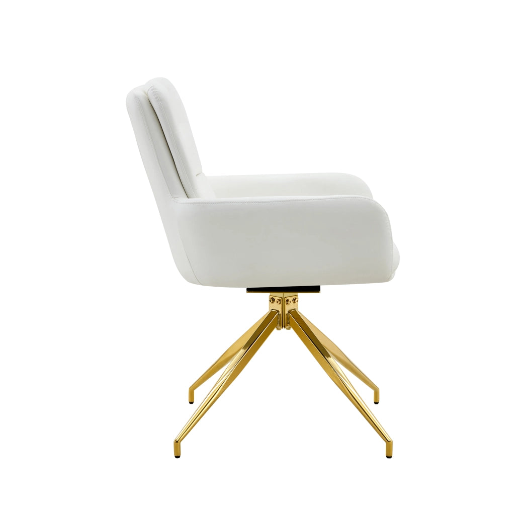 Poltrona Girevole Design ¨C MINIMAL ¨C Bianco, Gambe Dorate, Set 2