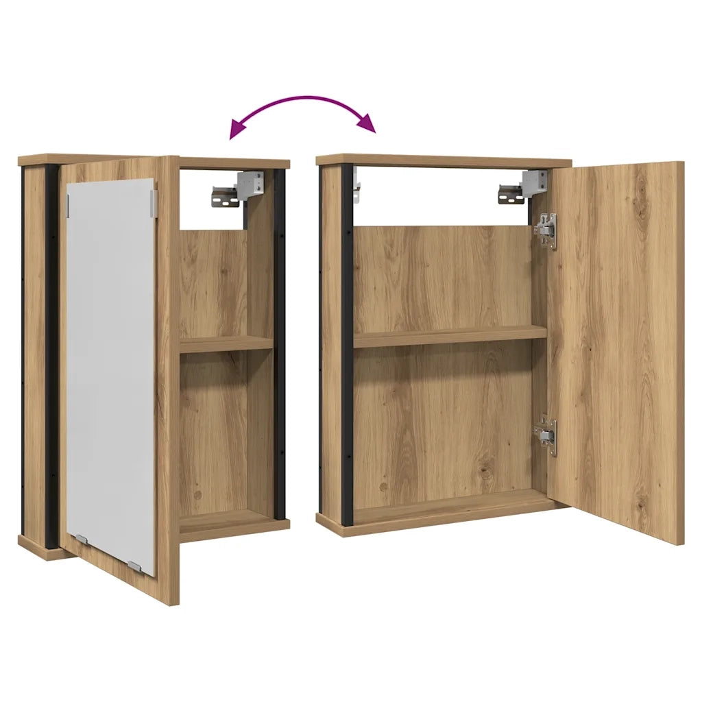 Mobile Bagno Specchio-Armadietto a Specchio da Bagno Rovere Artigianale 42x12x60 cm Truciolato