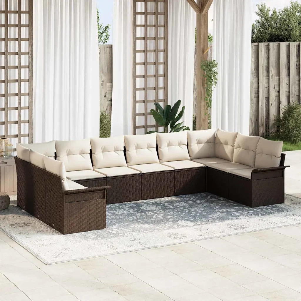Set Divano da Giardino 10 pcs Marrone polyrattan 3354207