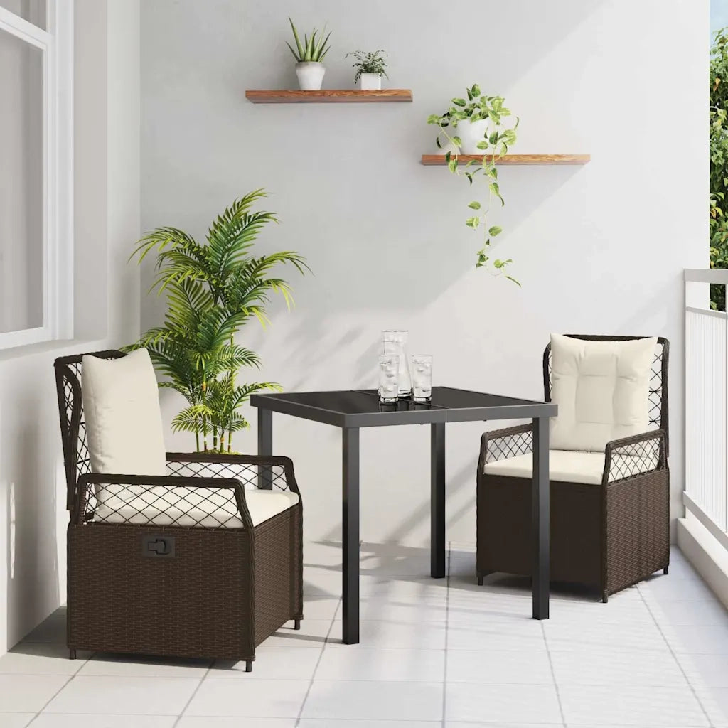 Set da Pranzo per Giardino 3 pcs Marrone polyrattan 3380988