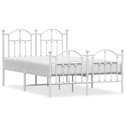 Letto matrimoniale | Letto per adulti | Giroletto con Testiera e Pediera Metallo Bianco 120x190 cm